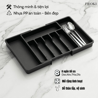 Khay Chia Ngăn Đa Năng Proki Hộp Đựng Đũa Thìa Có Thể Điều Chỉnh Kích Thước Linh Hoạt, Đáp Ứng Mọi Nhu Cầu