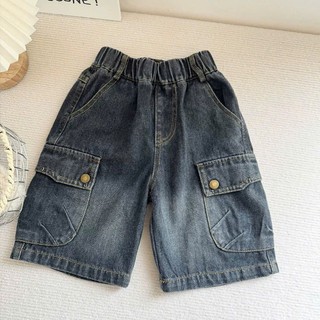 Quần Ngố Jean Bé Trai Túi Hộp Lưng Chun Phong Cách Năng Động Size 18-45Kg