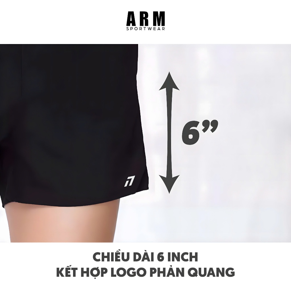 Quần Short Thể Thao Nam ARM DROP SHOT 6 Inch Siêu Nhẹ, Co Giãn Tập Gym, Chạy Bộ Thoải Mái
