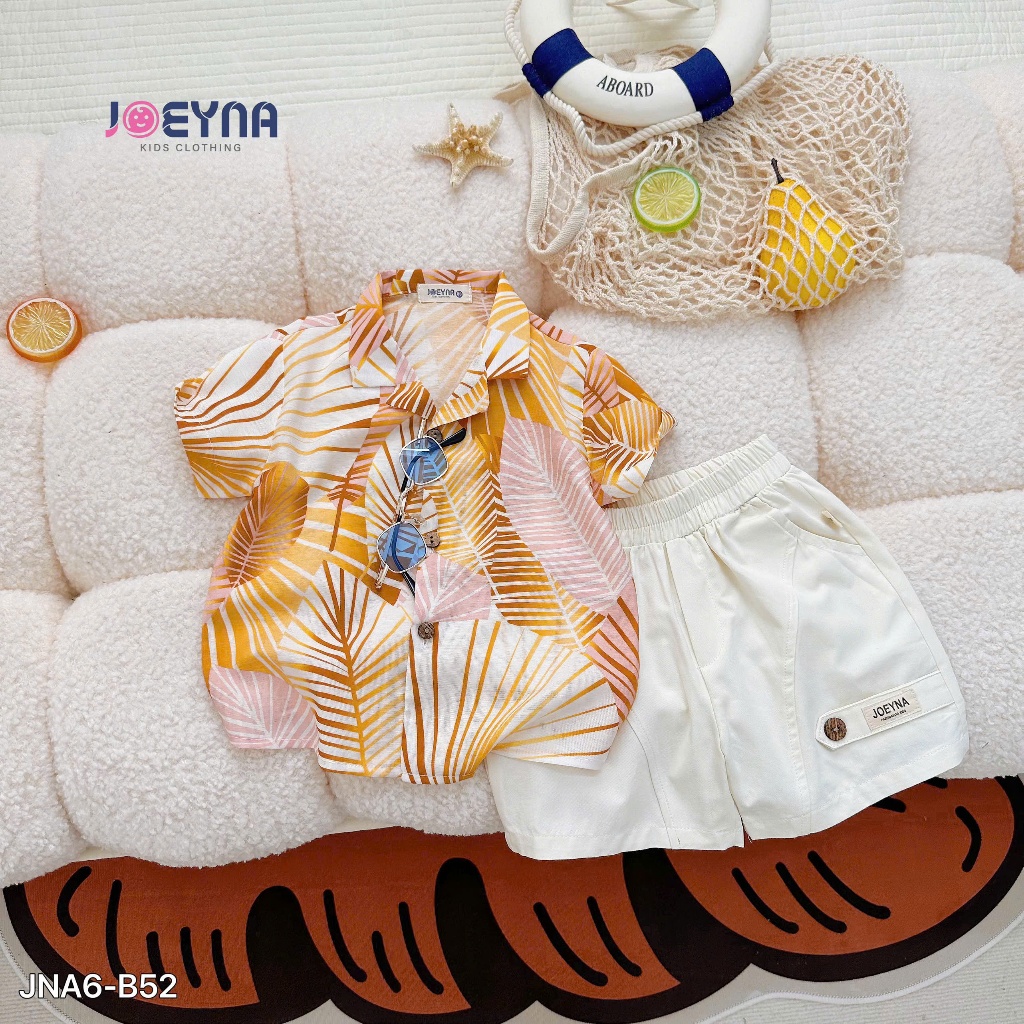 Set bộ đi biển Joeyna B52 hoa lá cọ cho bé 8-24kg