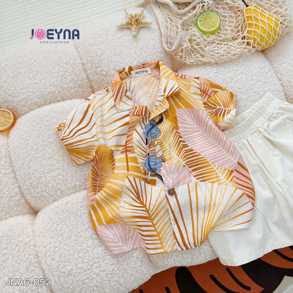 Set bộ đi biển Joeyna B52 hoa lá cọ cho bé 8-24kg