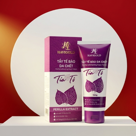 Gel Tẩy Tế Bào Chết Tía Tô - Sạch Sâu Thông Thoáng Se Khít Lỗ Chân Lông  Havigold (Tím-Trắng)