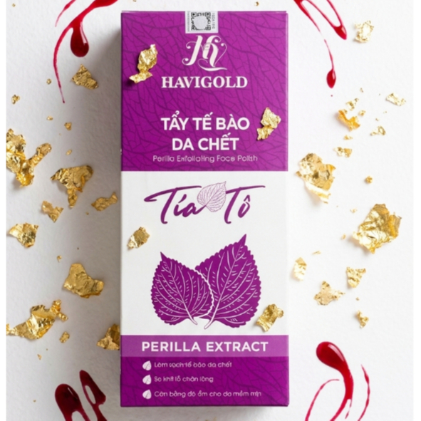 Gel Tẩy Tế Bào Chết Tía Tô - Sạch Sâu Thông Thoáng Se Khít Lỗ Chân Lông  Havigold (Tím-Trắng)