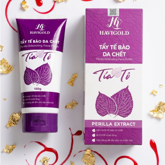 Gel Tẩy Tế Bào Chết Tía Tô - Sạch Sâu Thông Thoáng Se Khít Lỗ Chân Lông  Havigold (Tím-Trắng)