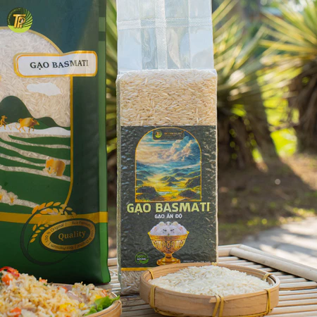 Gạo Basmati Ấn Độ túi 1kg – hạt dài, thơm đặc trưng, Cơm tơi, Phù Hợp Ăn Kiêng và kiểm soát đường huyết