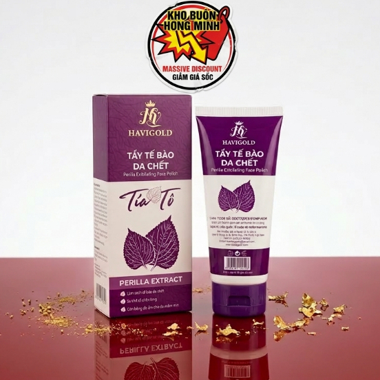 Gel Tẩy Tế Bào Chết Tía Tô - Sạch Sâu Thông Thoáng Se Khít Lỗ Chân Lông  Havigold (Tím-Trắng)