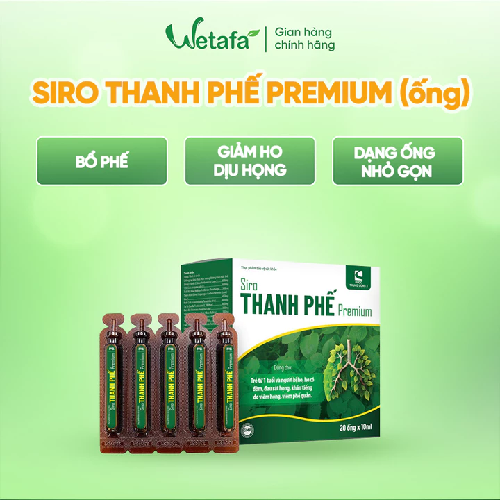 Siro ho Thanh Phế Premium (20 ống) – Thảo dược hỗ trợ giảm ho, giảm đờm, dịu họng cho bé & người lớn