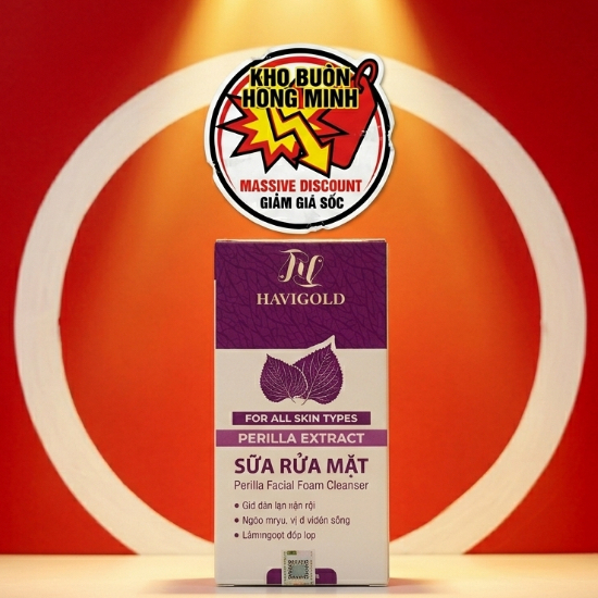 Sữa Rửa Mặt Havigold (Tím-Trắng) Tía Tô Giúp Sạch Da Ngừa Mụn - Kem Rửa Mặt Dưỡng Da 180g