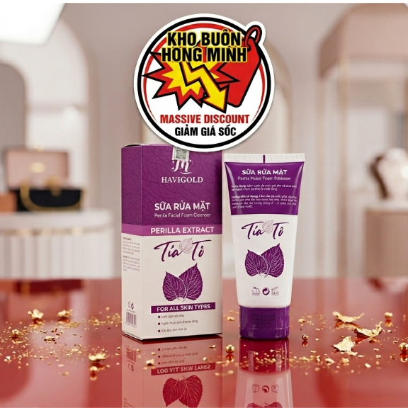 Sữa Rửa Mặt Havigold (Tím-Trắng) Tía Tô Giúp Sạch Da Ngừa Mụn - Kem Rửa Mặt Dưỡng Da 180g