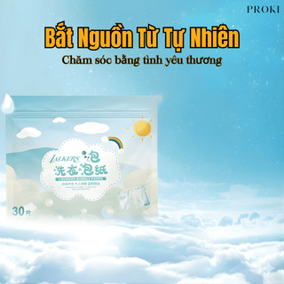 GIẤY GIẶT QUẦN ÁO KHỬ KHUẨN PROKI - CÔNG NGHỆ GIẶT GIŨ TIỆN LỢI & HIỆN ĐẠI THƠM LÂU, SẠCH SÂU, AN TOÀN (30 TỜ/TÚI)
