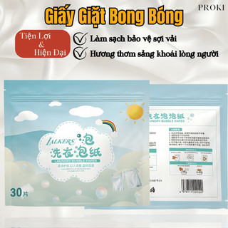 GIẤY GIẶT QUẦN ÁO KHỬ KHUẨN PROKI - CÔNG NGHỆ GIẶT GIŨ TIỆN LỢI & HIỆN ĐẠI THƠM LÂU, SẠCH SÂU, AN TOÀN (30 TỜ/TÚI)