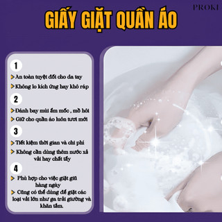 GIẤY GIẶT QUẦN ÁO KHỬ KHUẨN PROKI - CÔNG NGHỆ GIẶT GIŨ TIỆN LỢI & HIỆN ĐẠI THƠM LÂU, SẠCH SÂU, AN TOÀN (30 TỜ/TÚI)