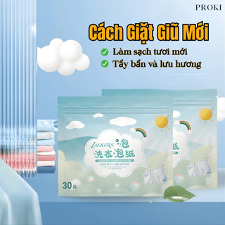 GIẤY GIẶT QUẦN ÁO KHỬ KHUẨN PROKI - CÔNG NGHỆ GIẶT GIŨ TIỆN LỢI & HIỆN ĐẠI THƠM LÂU, SẠCH SÂU, AN TOÀN (30 TỜ/TÚI)