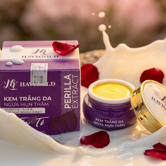 Kem Tía Tô 10g - Kem Face Mờ Thâm Mụn, Hỗ Trợ Tái Sinh Làn Da Hư Tổn - Havigold (Tím-Trắng)