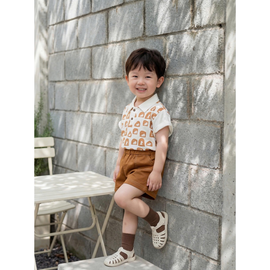 Set bộ polo cộc tay bé trai 1-6 tuổi Miniumbaby hình cún trong ô cute, chất áo cotton mềm mát SB2629