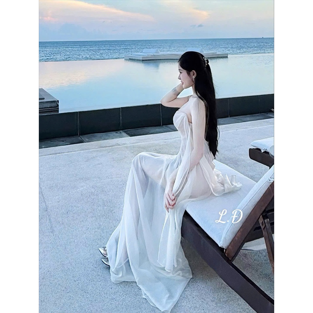 Váy quây ren mix tơ dáng dài mặc đi tiệc du lịch hè đều oki nha   SML