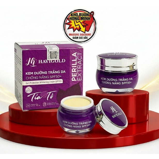 Kem Face Dưỡng Trắng Hồng, Thu Nhỏ Lỗ Chân Lông Mịn Mượt Havigold (Tím-Trắng) Tía Tô 10g