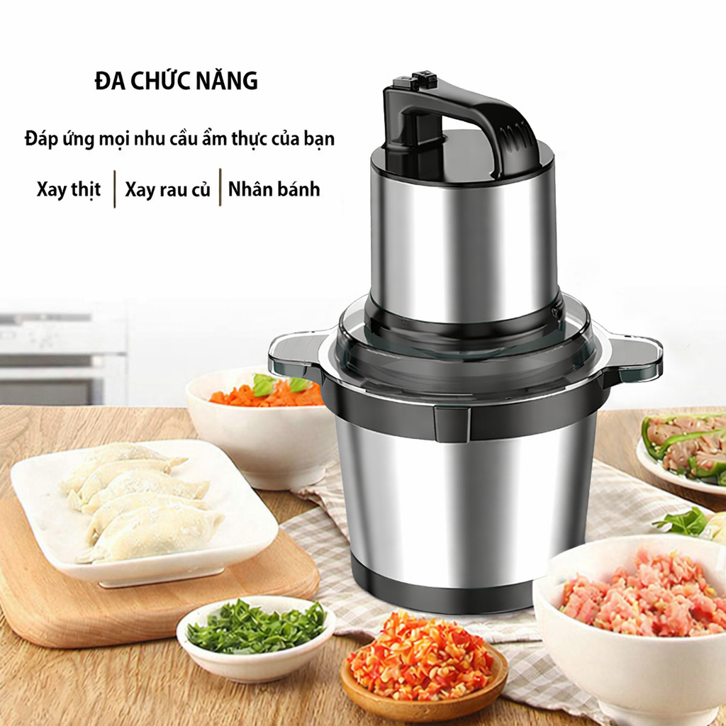 Máy xay tỏi ớt DORON  800W cối inox 4l phù hợp gia đình, kinh doanh