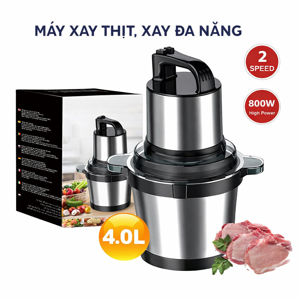 Máy xay tỏi ớt DORON  800W cối inox 4l phù hợp gia đình, kinh doanh