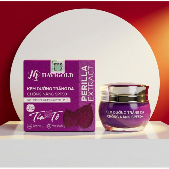 Kem Face Dưỡng Trắng Hồng, Thu Nhỏ Lỗ Chân Lông Mịn Mượt Havigold (Tím-Trắng) Tía Tô 10g