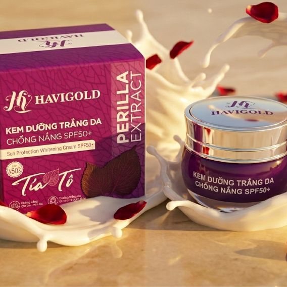 Kem Face Dưỡng Trắng Hồng, Thu Nhỏ Lỗ Chân Lông Mịn Mượt Havigold (Tím-Trắng) Tía Tô 10g
