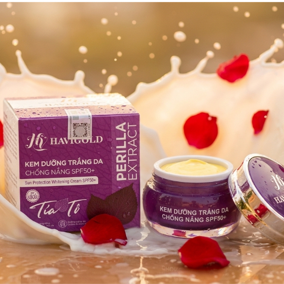 Kem Face Dưỡng Trắng Hồng, Thu Nhỏ Lỗ Chân Lông Mịn Mượt Havigold (Tím-Trắng) Tía Tô 10g