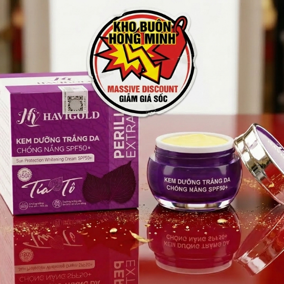 Kem Face Dưỡng Trắng Hồng, Thu Nhỏ Lỗ Chân Lông Mịn Mượt Havigold (Tím-Trắng) Tía Tô 10g