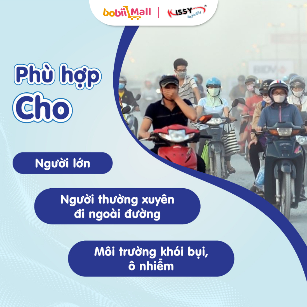 [3 LỚP KHÁNG KHUẨN] Khẩu Trang Kissy 5D Người Lớn Chính Hãng Sợi Hoạt Tính Chống Nắng Bụi Mịn Đủ Mẫu