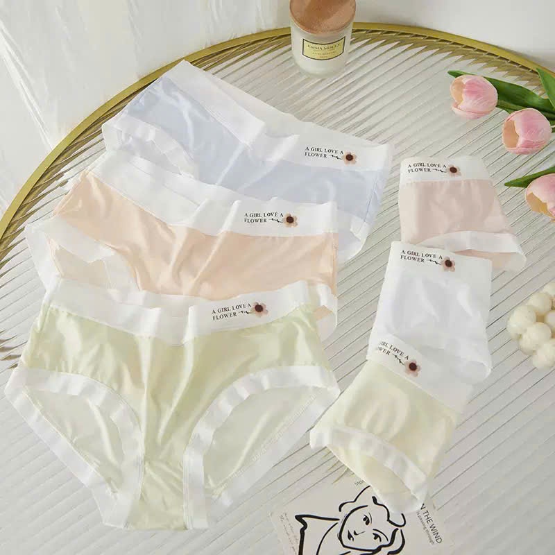 [LOẠI 1] Combo 10c quần lót nữ su băng lụa hoa trà mát lạnh cao cấp màu pastel thông thoáng thấm hút mồ hôi
