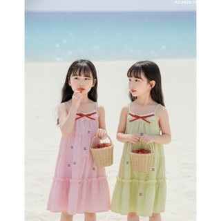 Đầm Maxi Bé Gái Cherry AZD626 | Váy Dây Xòe Nhẹ Cotton Đũi Cao Cấp | Váy Bé Gái Mùa Hè Dễ Thương