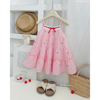 Đầm Maxi Bé Gái Cherry AZD626 | Váy Dây Xòe Nhẹ Cotton Đũi Cao Cấp | Váy Bé Gái Mùa Hè Dễ Thương
