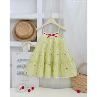 Đầm Maxi Bé Gái Cherry AZD626 | Váy Dây Xòe Nhẹ Cotton Đũi Cao Cấp | Váy Bé Gái Mùa Hè Dễ Thương