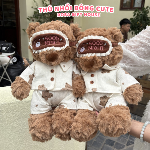 Gấu Bông Teddy Ngủ Cao Cấp Thêu Tên Theo Yêu Cầu, Quà Tặng Người Yêu Kèm Lời Chúc Ngủ Ngon Ý Nghĩa