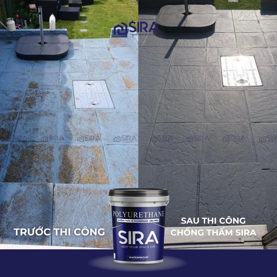 [Thùng 15 KG] Sơn Chống Thấm Vết Nứt Tường Đúng, Sàn Mái, Sân Thượng, Bể Nước SIRA P900