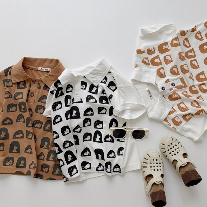 Set bộ polo cộc tay bé trai 1-6 tuổi Miniumbaby hình cún trong ô cute, chất áo cotton mềm mát SB2629