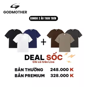 Combo 2 Áo Thun Trơn GODMOTHER Premium Áo Thun Trơn Chất Liệu Cotton Bền Đẹp Thoáng Mát Summer Vibes