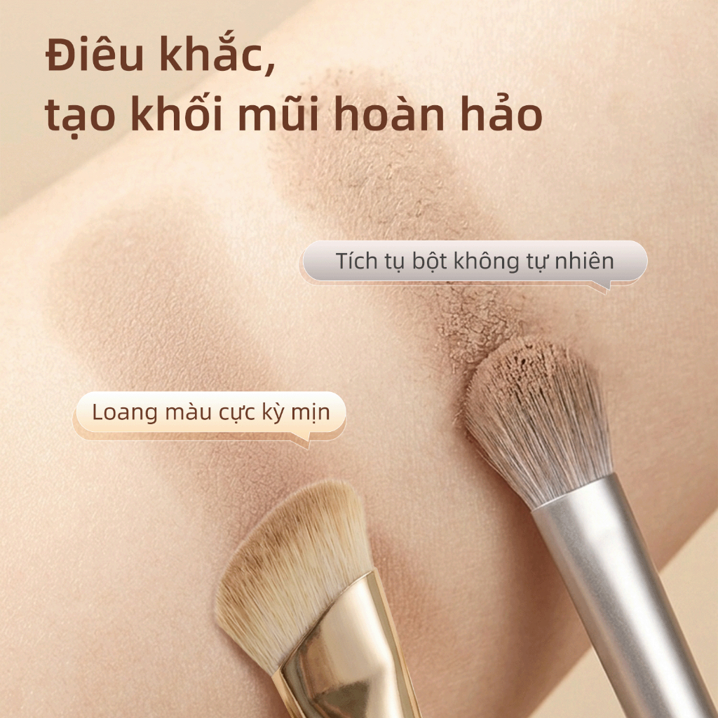 FelinWel - Cọ Trang Điểm Chi Tiết Vùng Mũi & Mắt, Lông Tơ Nhân Tạo Siêu Mềm Không Rụng, Đa Năng Dễ Kiểm Soát
