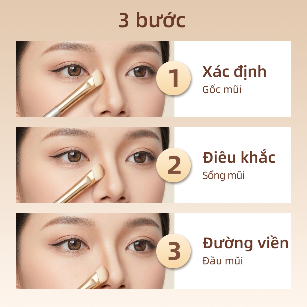 FelinWel - Cọ Trang Điểm Chi Tiết Vùng Mũi & Mắt, Lông Tơ Nhân Tạo Siêu Mềm Không Rụng, Đa Năng Dễ Kiểm Soát