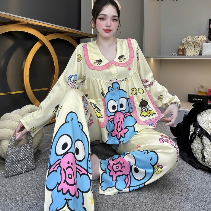 Đồ bộ nữ đồ mặc nhà,đồ ngủ đẹp cho nữ,pijama dài tay lụa mềm mịn mát nhiều họa tiết dễ thương [250].