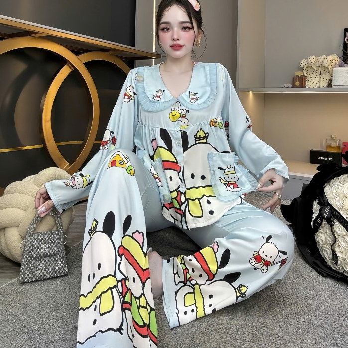 Đồ bộ nữ đồ mặc nhà,đồ ngủ đẹp cho nữ,pijama dài tay lụa mềm mịn mát nhiều họa tiết dễ thương [250].
