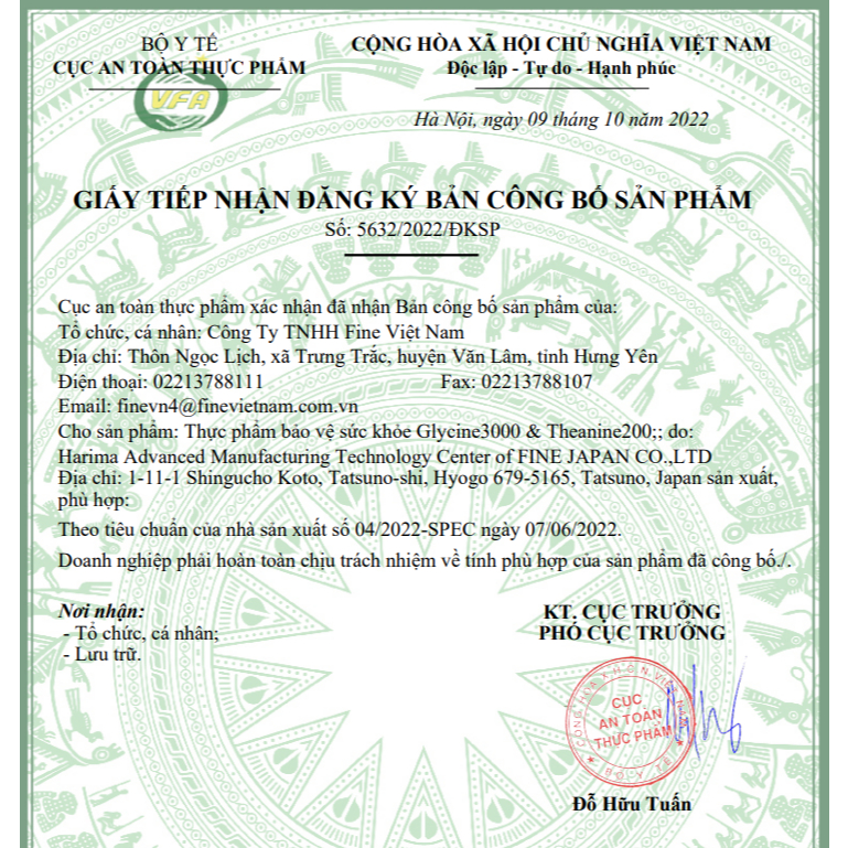 Bột uống FINE JAPAN  glycine & theanine hỗ trợ giấc ngủ hộp 30 gói