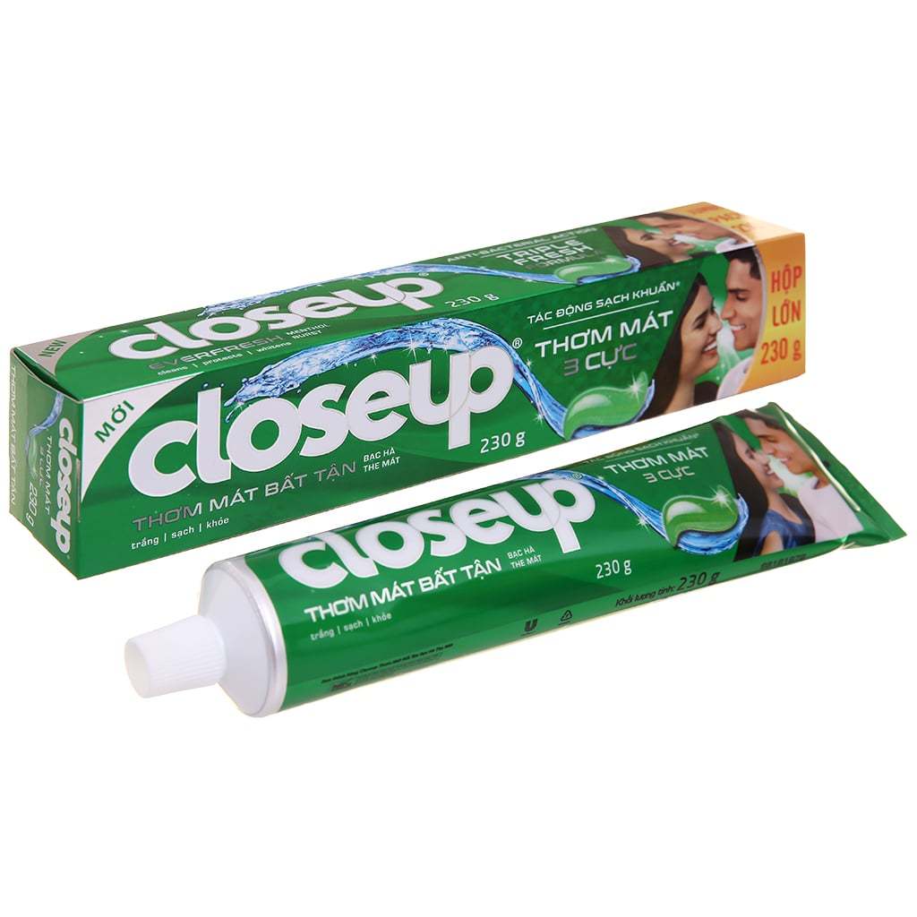 Kem đánh răng Closeup sạch khuẩn thơm mát bạc hà 230g