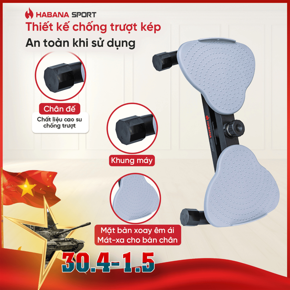 [CHÍNH HÃNG] HABANA SPORT Bàn Xoay Eo Đốt Mỡ Giảm Cân Tại Nhà, Tích Hợp Massage Chân