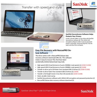 USB 3.0 SanDisk Ultra Flair tốc độ đọc 150MB/s 16GB / 32GB / 64GB / 128GB bảo hành 5 năm