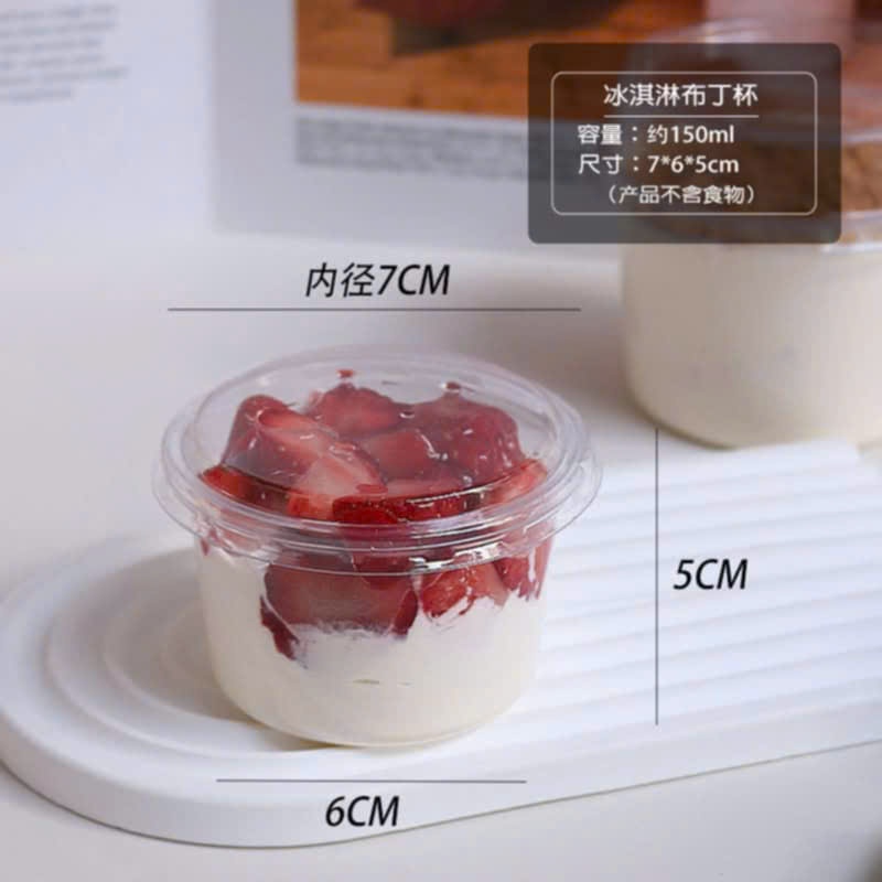 Combo 100 Hộp Nhựa Tròn Đựng Bánh Lạnh, Mousse, Sữa Chua, Panna Cotta Trái Cây 150ml - 250ml [XY583/ W250]