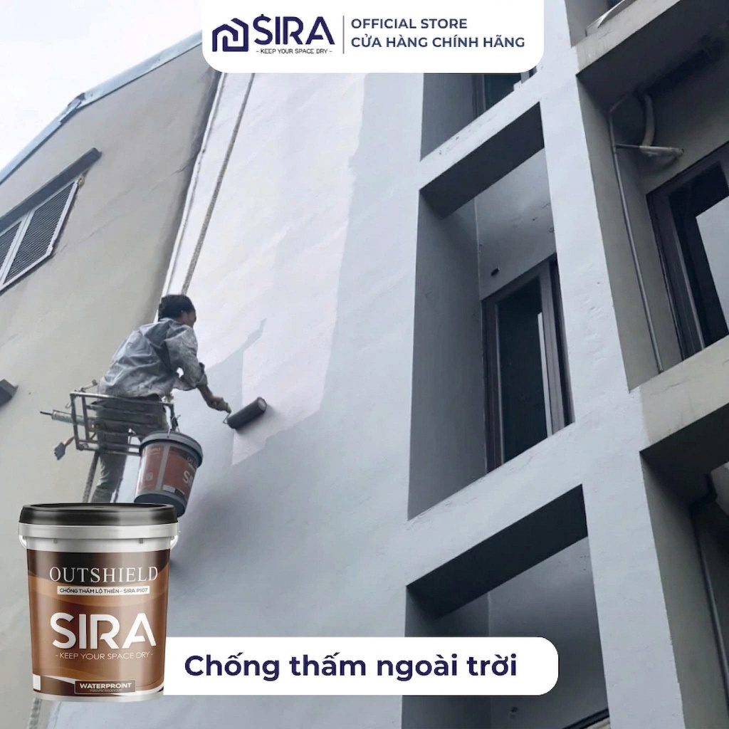 [Thùng 15KG] Sơn Chống Thấm Lộ Thiên SIRA P107 - Chống Thấm Ngoài Trời, Tường, Bể Cá, Bể Nước