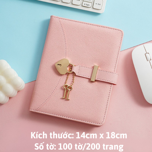 Sổ Có Khóa Mật Khẩu, Sổ Có Chìa Khóa Hình Trái Tim Khổ A5 200 Trang, Viết Nhật Ký Bảo Vệ Sự Riêng Tư