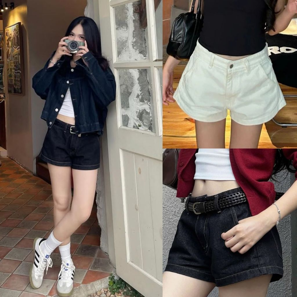 [Deal Mới] Quần Short Jean Nữ Denim MIAA dáng ngắn trên gối Màu Xám cạp trễ lưng cao bigsize