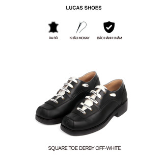 Giày Tây Nam Square Derby Lucas Shoes – Off-white Mũi Vuông, Đế Khâu McKay Sang Trọng, BH 1 Năm