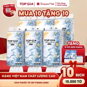 Thùng 10 bịch khăn giấy rút Mộc an TopGia 1000 tờ 4 lớp dày dặn, hàng Việt Nam (bao bì mới)